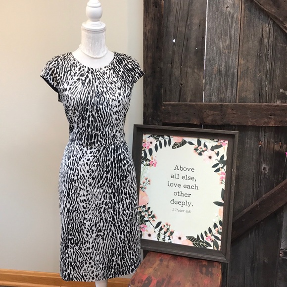 Talbots Dresses & Skirts - Talbots Black and Cream Cap Sleeve Sheath Dress